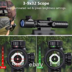 3-9x32 RifleScope Rangefinder Dual Illuminated & Holographic Sight & Green Laser