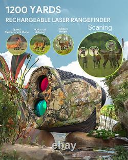 Hunting Rangefinder, Heartgon 1200 Yards Rechargeable Camo Laser Rangefinder, 6X