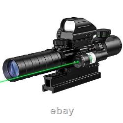 Lunette de visée 3-9x32 avec télémètre, réticule illuminé double et viseur holographique et laser vert